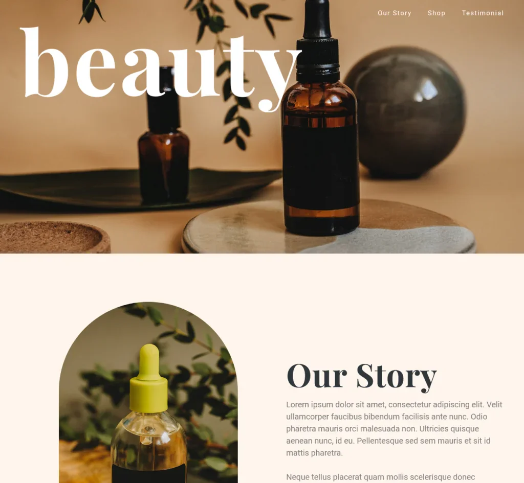 Beauty website WordPress template